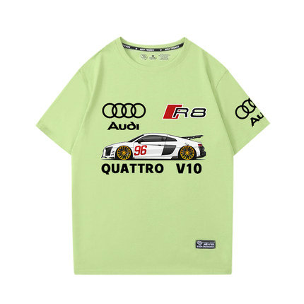 T-shirt Audi Quattro R8 V10 Imprimé Col Rond Homme Manches Courtes